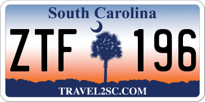 SC license plate ZTF196
