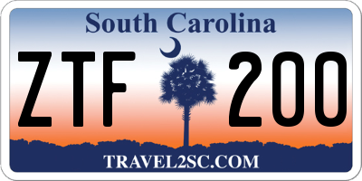 SC license plate ZTF200