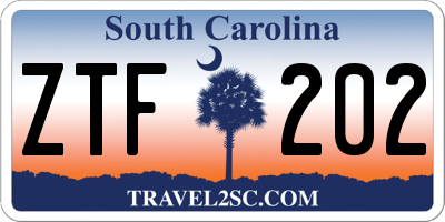 SC license plate ZTF202