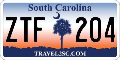SC license plate ZTF204