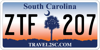 SC license plate ZTF207