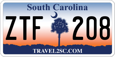 SC license plate ZTF208
