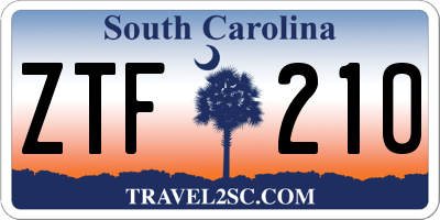SC license plate ZTF210