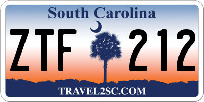 SC license plate ZTF212