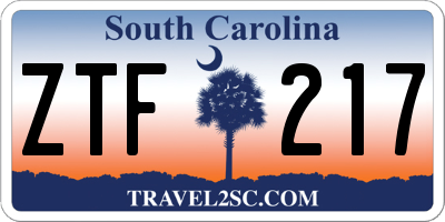 SC license plate ZTF217