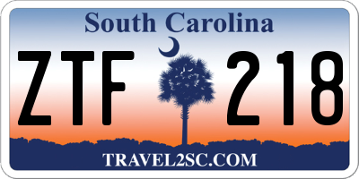 SC license plate ZTF218