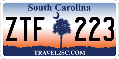 SC license plate ZTF223
