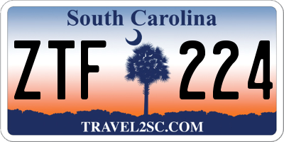 SC license plate ZTF224