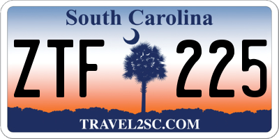 SC license plate ZTF225