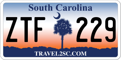 SC license plate ZTF229