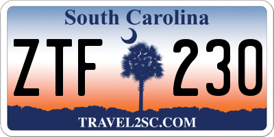 SC license plate ZTF230