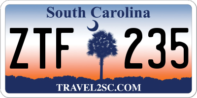 SC license plate ZTF235