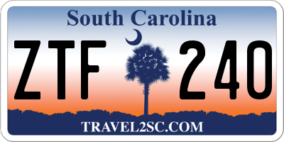 SC license plate ZTF240