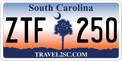 SC license plate ZTF250