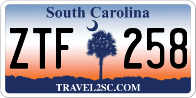 SC license plate ZTF258