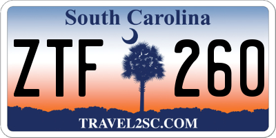 SC license plate ZTF260