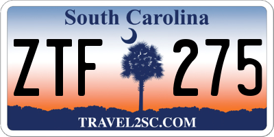 SC license plate ZTF275