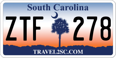 SC license plate ZTF278