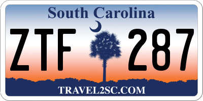 SC license plate ZTF287