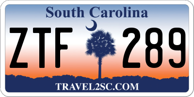 SC license plate ZTF289