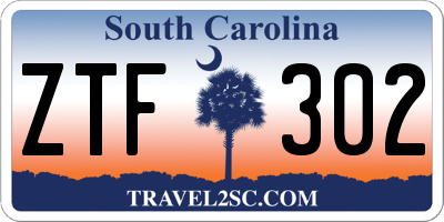 SC license plate ZTF302