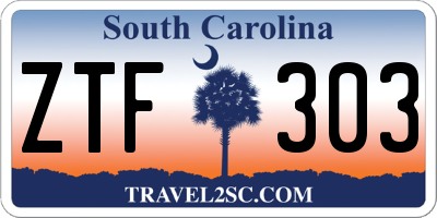 SC license plate ZTF303