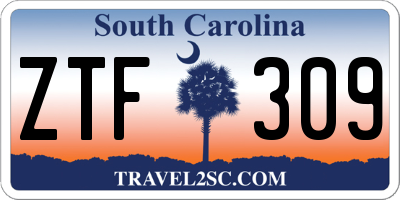 SC license plate ZTF309