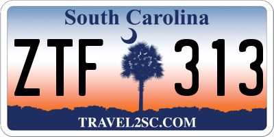 SC license plate ZTF313