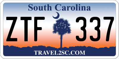SC license plate ZTF337