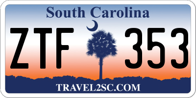 SC license plate ZTF353
