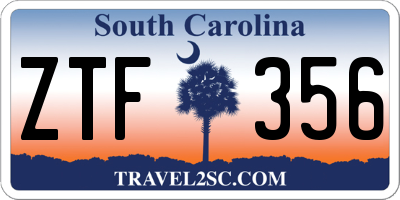 SC license plate ZTF356