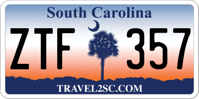 SC license plate ZTF357