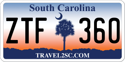 SC license plate ZTF360
