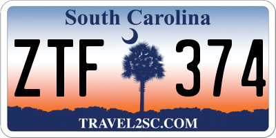 SC license plate ZTF374