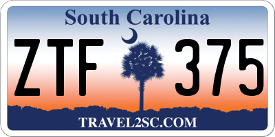 SC license plate ZTF375