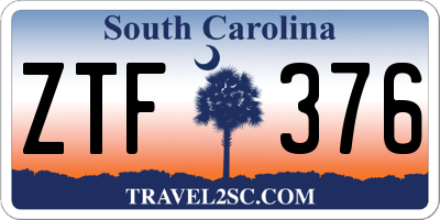 SC license plate ZTF376