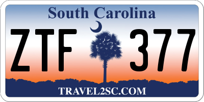 SC license plate ZTF377