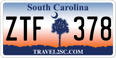 SC license plate ZTF378