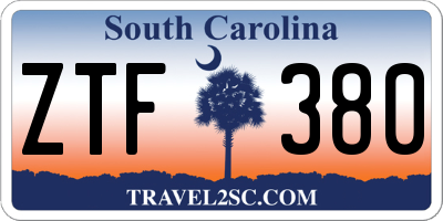 SC license plate ZTF380