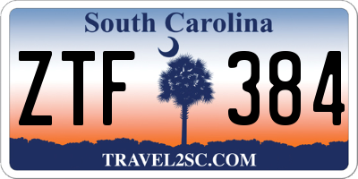 SC license plate ZTF384