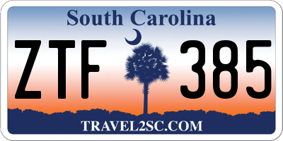 SC license plate ZTF385