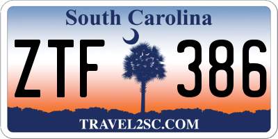 SC license plate ZTF386