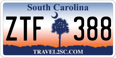 SC license plate ZTF388