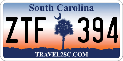 SC license plate ZTF394