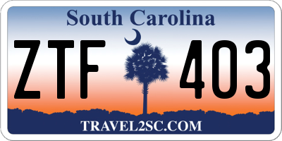 SC license plate ZTF403