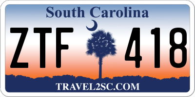 SC license plate ZTF418