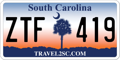 SC license plate ZTF419