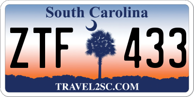 SC license plate ZTF433