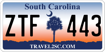 SC license plate ZTF443