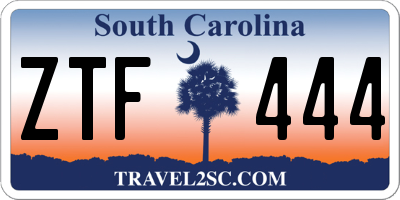 SC license plate ZTF444